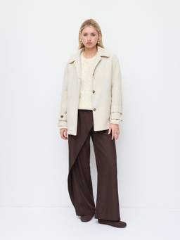 Cider - Wool-look Women’s Oversized Button Shacket Beige