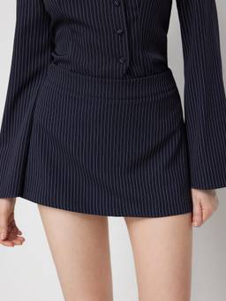 Cider - Mid Rise Women Striped A-Line Mini Skort Navy Blue