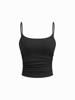 Cider - Women's Ruched U-Neck Cami Top Black