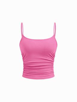 Cider - Ruched Women’s U-Neck Sleeveless Cami Top Carmine