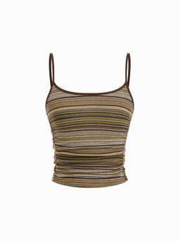 Cider - Women's Ruched U-Neck Sleeveless Cami Top Olive
