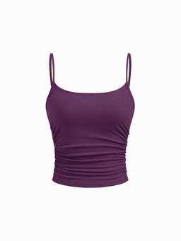 Cider - Ruched Women’s U-Neck Sleeveless Cami Top Purple