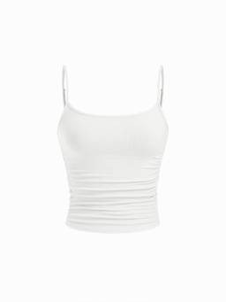 Cider - Ruched Women's U-Neck Cami Tank Top White