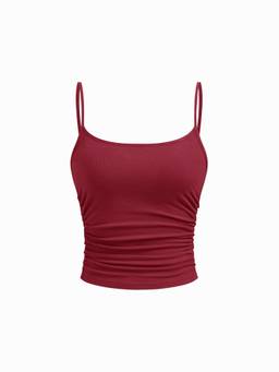 Cider - Ruched Women's U-Neck Sleeveless Cami Top Wine