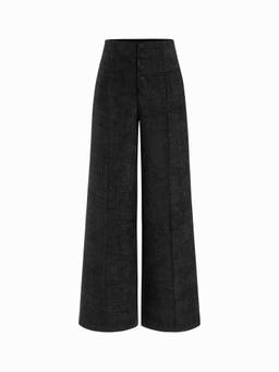 Cider - Tweed Women's Mid-Rise Wide-Leg Trousers Black