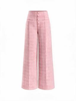 Cider - Tweed Women's Mid-Rise Wide-Leg Trousers Pink