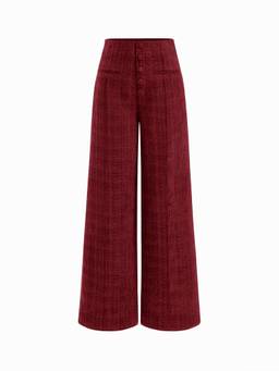 Cider - Tweed Women's Mid-Rise Wide-Leg Trousers Wine