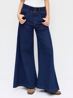 Cider - Denim Women's High-Rise Wide Leg Jeans Dark Navy
