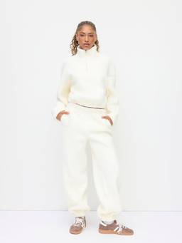 Cider - Sherpa Women’s Oversized Zip-Through Pant Set Cream