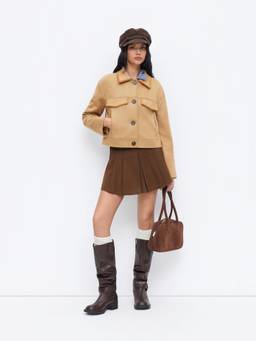 Cider - Suede Collar Women's Button Front Jacket Tan