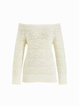 Cider - Wool-blend Women Hollow Out Off Shoulder Longline Top White