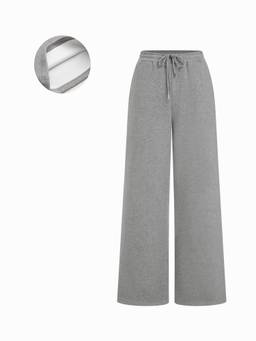 Cider - Fleece-lined Women Mid-Rise Straight-Leg Trousers Grey