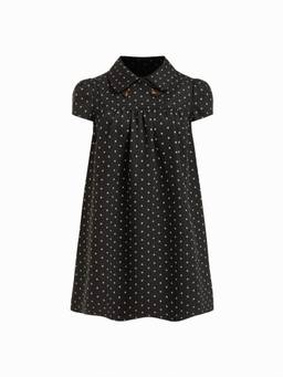 Cider - Peter Pan Collar Women's Polka Dot Button Mini Dress Black