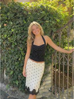 Cider - Cotton Women Polka Dot Ruched Halter Neck Top Black