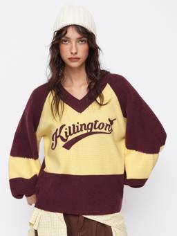 Cider - Killington Knit Women’s Oversized V-Neck Sweater Burgundy