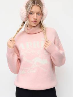 Cider - Apres Graphic Women’s Oversized Turtleneck Sweater Pink