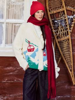 Cider - Ski Scenic Women’s Oversized Button-Up Collar Cardigan Green
