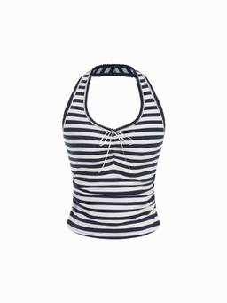 Cider - Cotton Blend Women Ruched Halter Neck Cami Top White