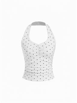 Cider - Cotton Blend Women Ruched Halter Neck Cami Top White
