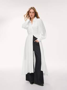 Cider - Guipure Lace Women's Polo Neck Shirt Maxi Dress White