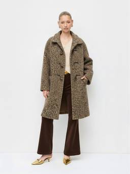 Cider - Wool-Look Women's Stand Collar Toggle Oversized Coat Tan