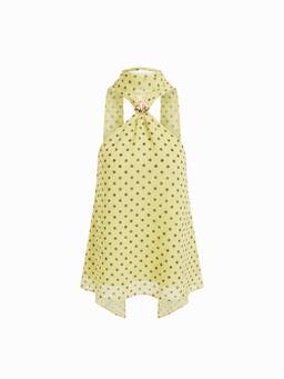 Cider - Chiffon Women's Polka Dot Halter Neck Crop Top Yellow