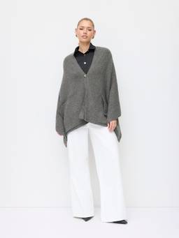 Cider - Knit Women’s Oversized V-Neck Cape Sleeve Cardigan Grey