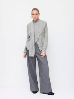 Cider - Wool-blend Women's Oversized Stand Collar Top Light Grey