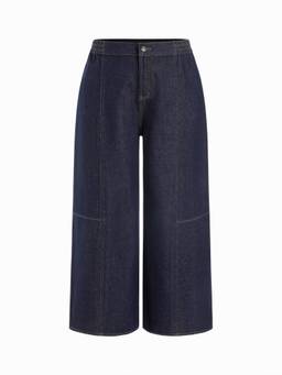 Cider - Curve & Plus Women's High-Rise Elastic Waist Wide-Leg Jeans Navy Blue