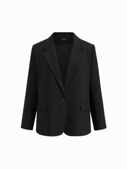 Cider - Notched Collar Women Curve & Plus Oversized Blazer Black