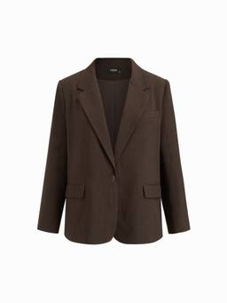 Cider - Notched Collar Women’s Oversized Single-Button Blazer Brown