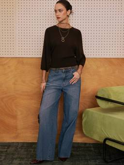 Cider - Washed Denim Women's Low-Rise Straight-Leg Jeans Dark denim