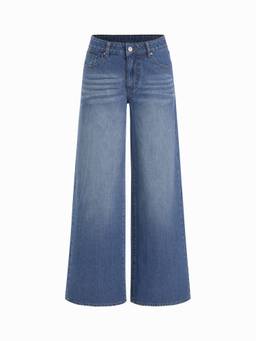Cider - Washed Denim Women's Low-Waist Straight-Leg Jeans Mid Blue