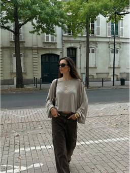 Cider - Jersey Women’s Batwing Sleeve Oversized Tee Grey