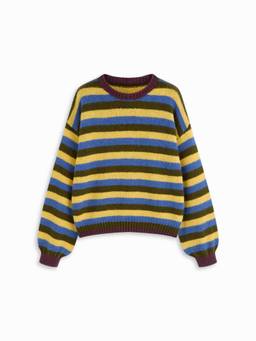 Cider - Mohair-Blend Women Striped Oversized Pullover Sweater Blue
