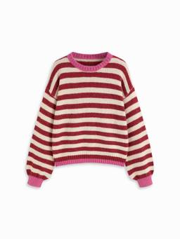 Cider - Mohair-Blend Women’s Striped Oversized Pullover Sweater Pink