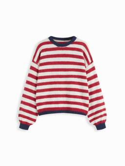 Cider - Mohair-Blend Women's Oversized Striped Pullover Sweater Wine