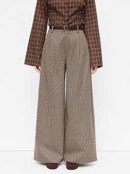 Cider - Jacquard Women's Low-Waist Pleated Wide-Leg Trousers Khaki