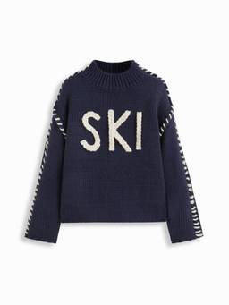 Cider - Knit Women's Oversized Round Neck Top Navy Blue