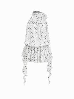 Cider - Chiffon Women's Ruffled Ruched Halter Neck Mini Dress White
