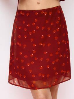 Cider - Chiffon Cherry Women's Graphic Mid-Rise A-Line Midi Skirt Burgundy