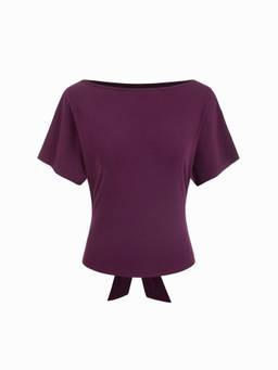 Cider - Women's Oversized Batwing Sleeve Boat Neck Top Purple