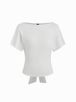 Cider - Boat Neck Women's Batwing Sleeve Oversized Tee White