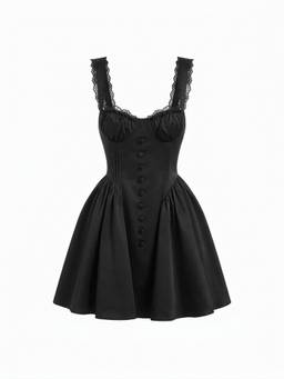 Cider - Satin Sculptural Women's Sweetheart Ruched Lace-Up Mini Dress Black