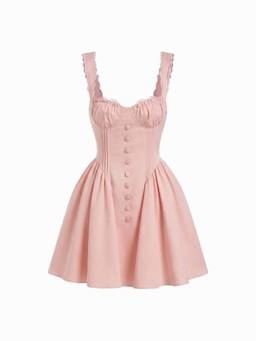 Cider - Satin Sculptural Women's Sweetheart Lace-Up Ruched Mini Dress Pink