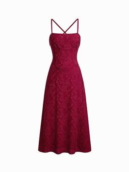 Cider - Jacquard Floral Women Tie-Back A-Line Maxi Dress Wine