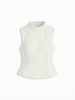 Cider - Cotton-Blend Women’s Asymmetrical Button Top Cream