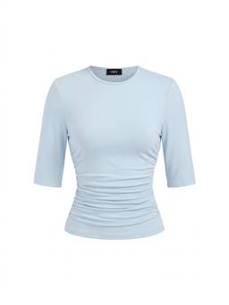 Cider - Ruched Women’s Mid Sleeve Tee Blue