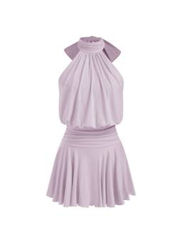Cider - Stand Collar Women's Sleeveless A-Line Mini Dress Purple