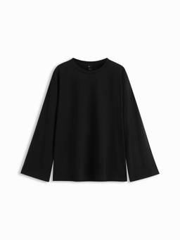 Cider - Cotton Women's Oversized Crew Neck Long Sleeve T-Shirt Black